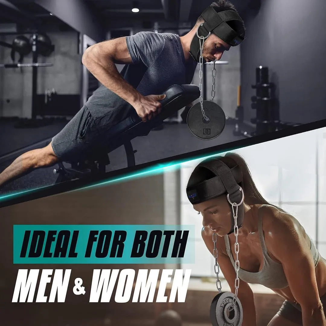 Fitness Pull Rope with Adjustable Steel Chain & Padded Neck Strap