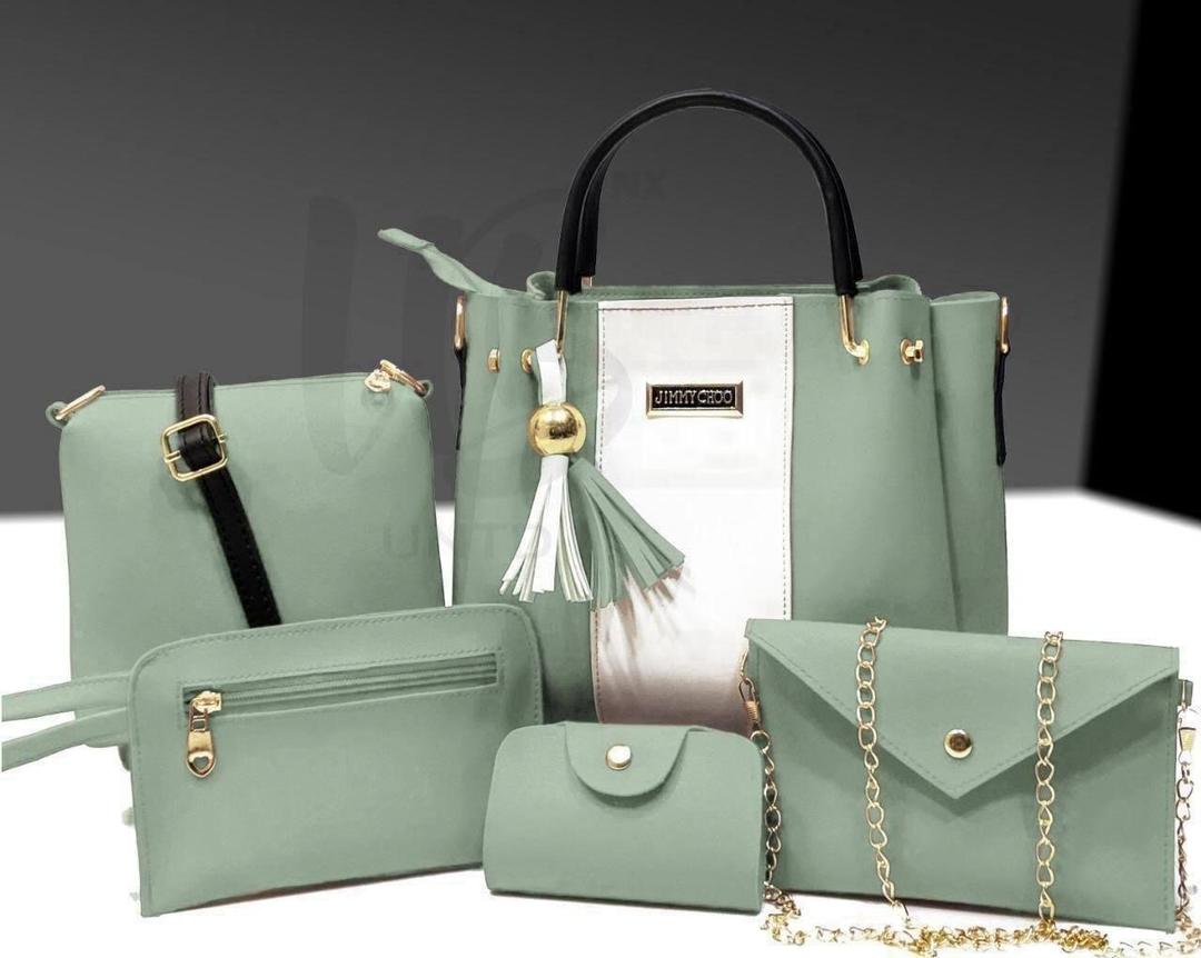 Chic 5-Piece Handbag Set for Girls in Maroon Rexine