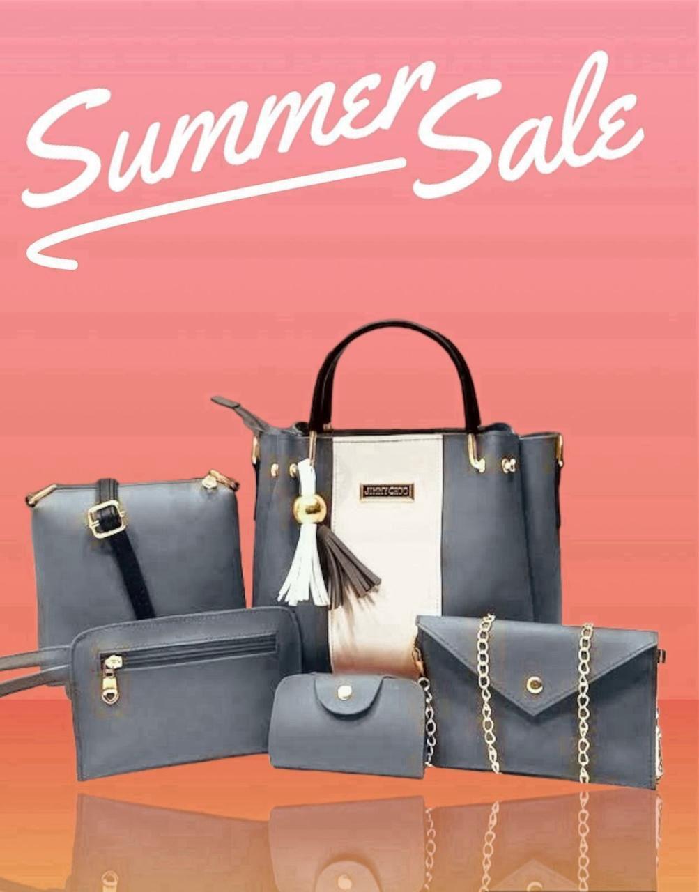 Chic 5-Piece Handbag Set for Girls in Maroon Rexine