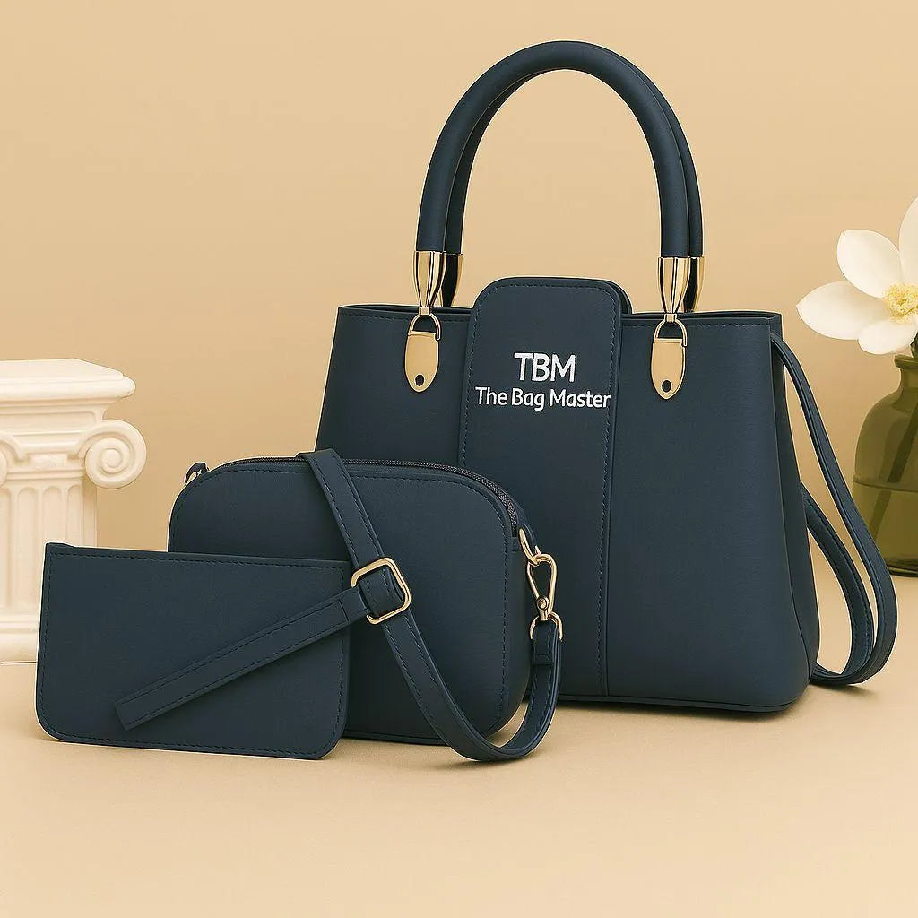 Women's Rexine 3-Piece Handbag Set Brown