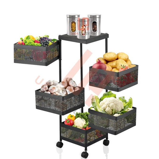 Multi-Level Iron Fruit & Veg Storage Cart with Wheels