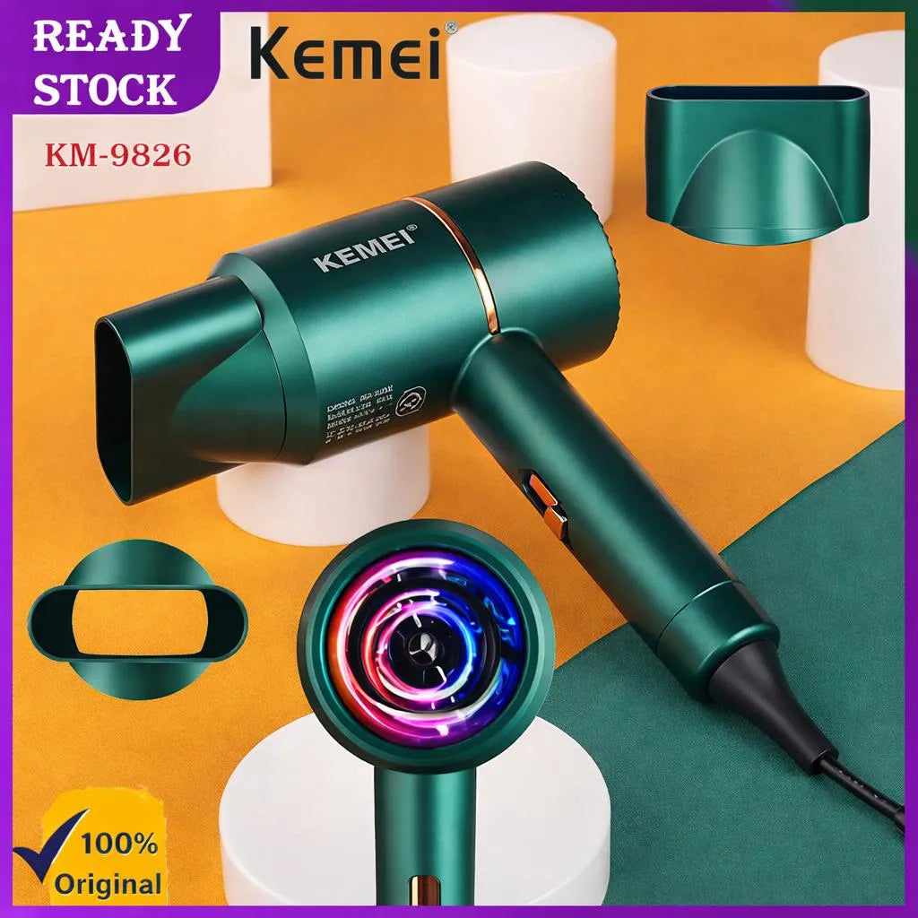 Kemei KM-9826 Professional Hair Dryer – Powerful Fast Drying Hair Dryer with Nozzle Attachment